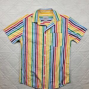 Trinity Collective vibrant rainbow striped dress shirt size S